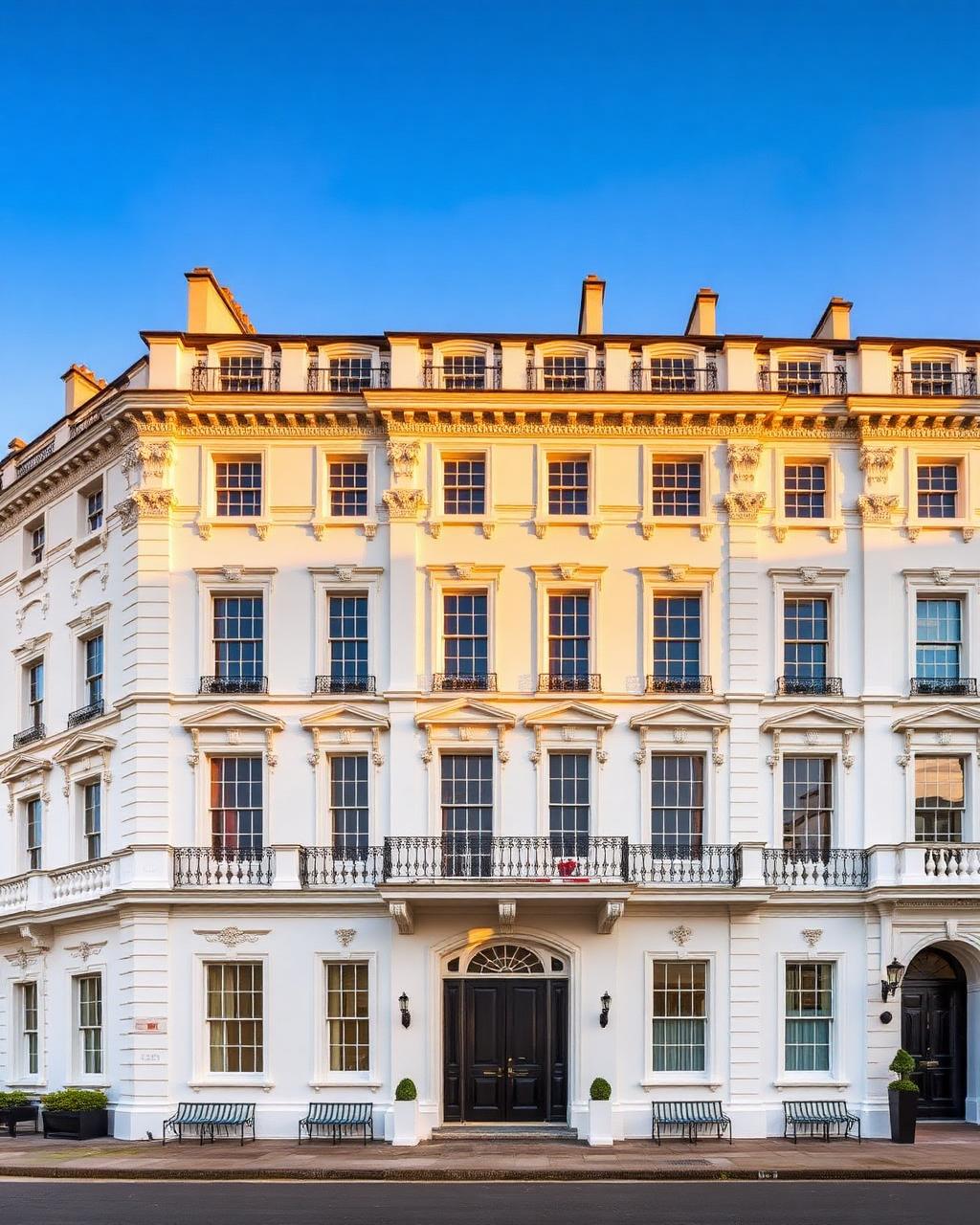 Stucco-fronted townhouse in Belgravia